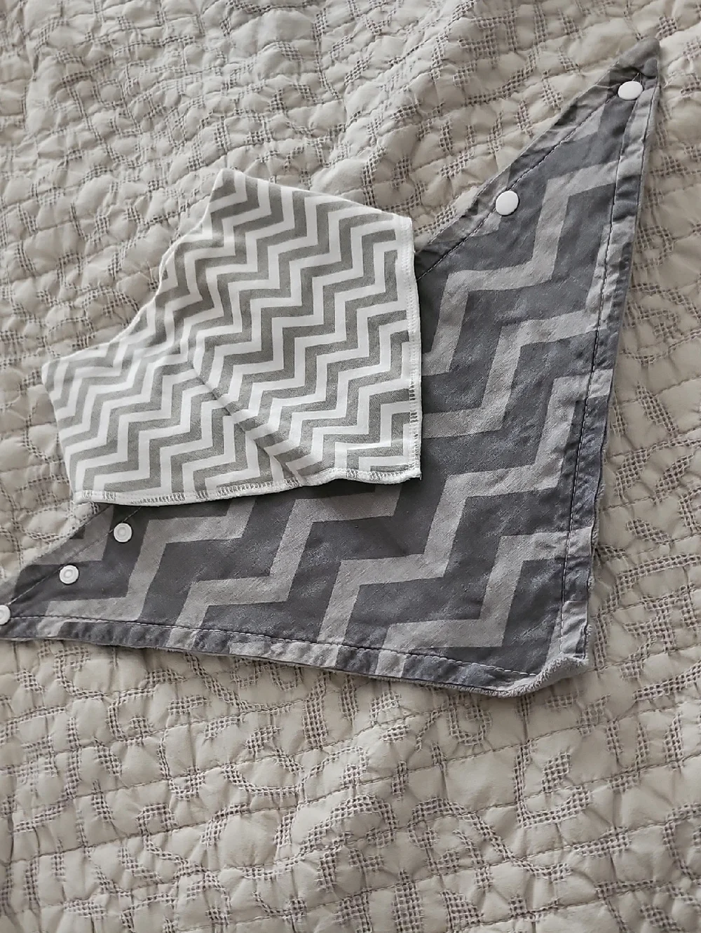 2 Gray Chevron Bibs Minky